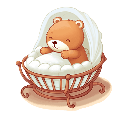 bärenbaby liegt in einem Stubenwagen - Illustration
